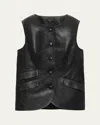 Rag & Bone Slade Leather Vest In Black