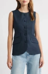 Rag & Bone Slade Linen Blend Vest In Blue