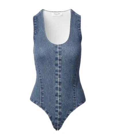 Rag & Bone Sleeveless Bodysuit In Blue