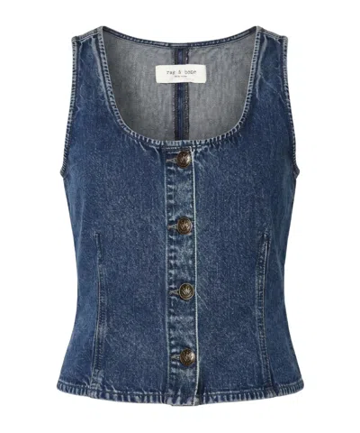 Rag & Bone Sleeveless Denim Cropped Top In Red