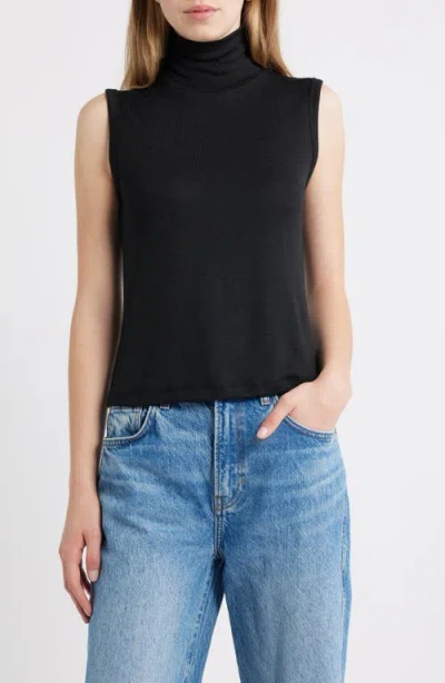 Rag & Bone Sleeveless Turtleneck Knit Top In Black