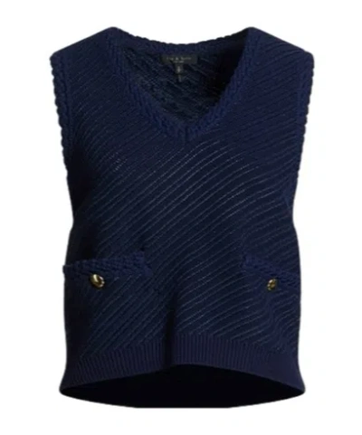 Rag & Bone Sleeveless V-neck Knitted Sweater In Purple