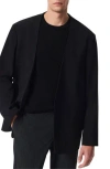 Rag & Bone Slim Fit Collarless Black Wool Blend Ripstop Sport Coat In Black