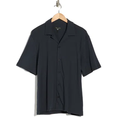 Rag & Bone Slub Cotton Camp Shirt In Blue