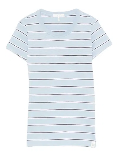Rag & Bone Gestreiftes Slub-t-shirt In White