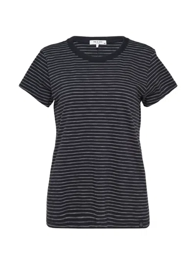 Rag & Bone Slub Striped T-shirt In Black