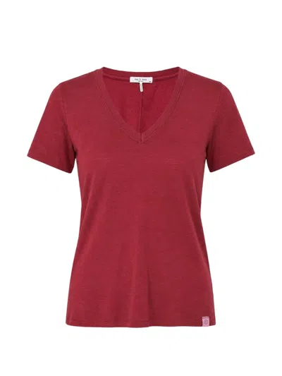 Rag & Bone Slub V-neck T-shirt In Red
