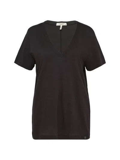 Rag & Bone Slub-texture V-neck T-shirt In Black