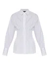 Rag & Bone Blythe Cotton Smocked Waist Peplum Button-up Shirt In Gray