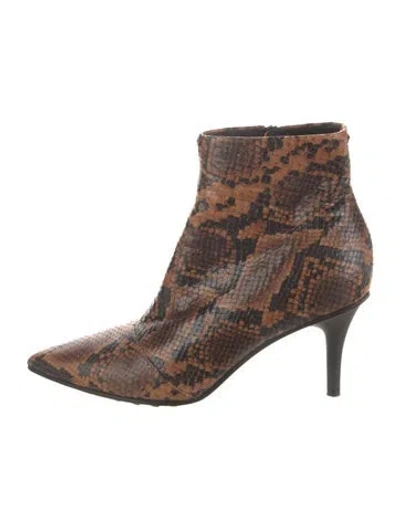 Pre-owned Rag & Bone Snakeskin Animal Print Boots In Brown