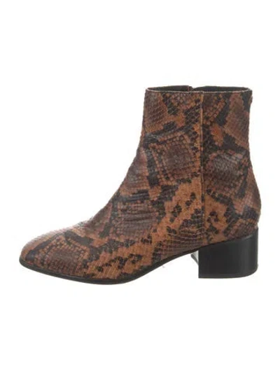 Pre-owned Rag & Bone Snakeskin Animal Print Boots In Brown