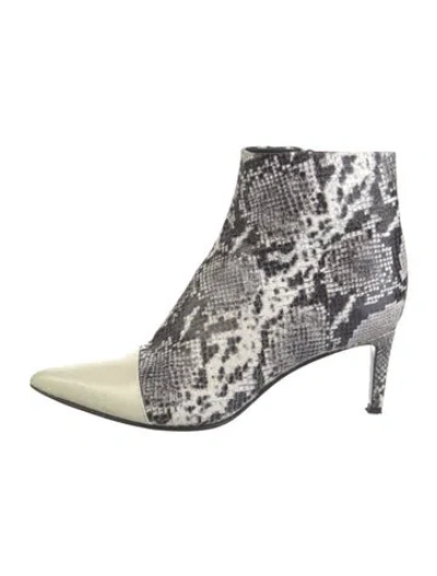 Pre-owned Rag & Bone Snakeskin Animal Print Boots In White