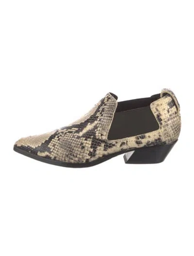 Pre-owned Rag & Bone Snakeskin Animal Print Mules In Neutral