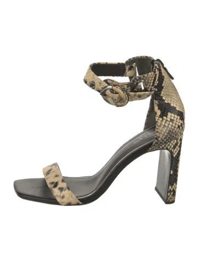 Pre-owned Rag & Bone Snakeskin Animal Print Sandals In Black/neutrals