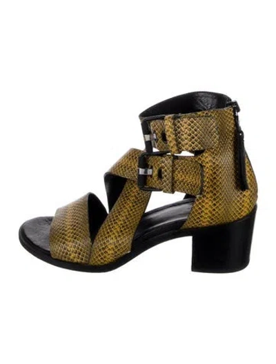 Pre-owned Rag & Bone Snakeskin Animal Print Sandals In Yellow