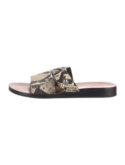 Pre-owned Rag & Bone Snakeskin Animal Print Slides In Neutral