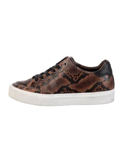 Pre-owned Rag & Bone Snakeskin Animal Print Sneakers In Brown