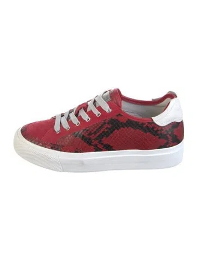 Pre-owned Rag & Bone Snakeskin Animal Print Sneakers In Red