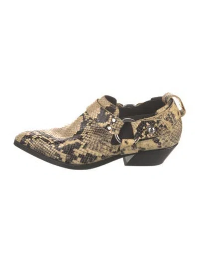 Pre-owned Rag & Bone Snakeskin Animal Print Western Boots In Neutrals