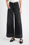 Rag & Bone Sofie Cuffed High Waist Wide Leg Jeans In Black