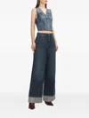 Rag & Bone Sofie Embellished-cuf Wide-leg Jeans In Blue