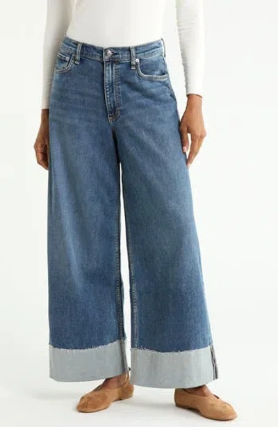 Rag & Bone Sofie High Waist Cuffed Wide Leg Jeans In Blue