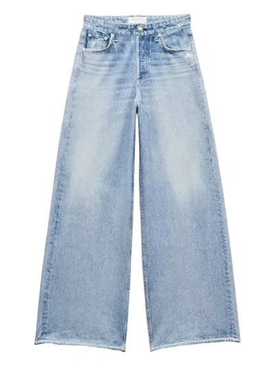 Rag & Bone Miramar Andi High Waist Ankle Wide Leg Cotton Terry Sweatpant Jeans In Blue