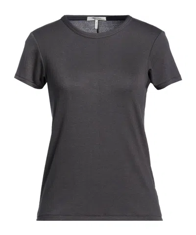 Rag & Bone Solid Color Knit Short-sleeve T-shirt In Black