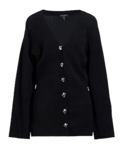 Rag & Bone Solid Color Long Sleeve Knit Top In Black