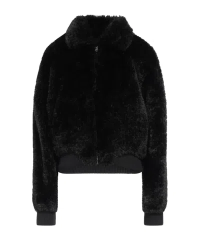 Rag & Bone Solid Color Long Sleeve Velvet Coat In Black