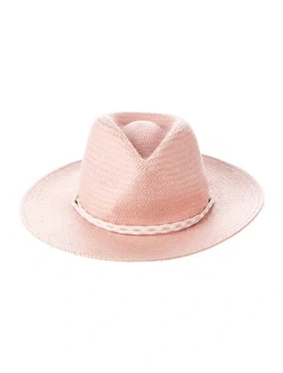 Pre-owned Rag & Bone Solid Straw Fedora W/tags In Pink