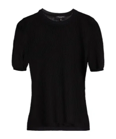 Rag & Bone Solid-color Knitted Short-sleeved Shirt In Black
