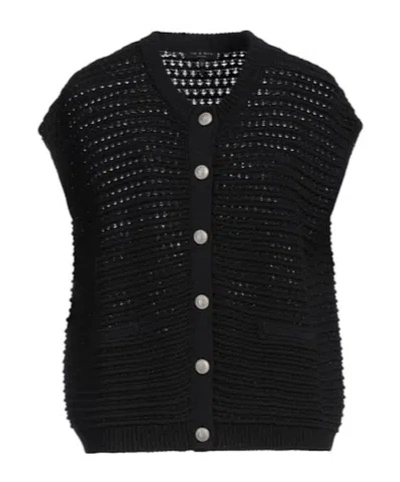 Rag & Bone Solid-color Sleeveless Knitted Waistcoat In Black