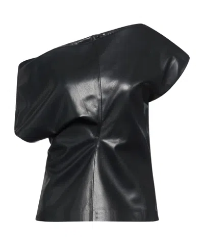 Rag & Bone Solidcolor Sleeveless Leather Top In Black
