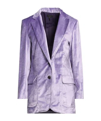 Rag & Bone Solidcolor Velvet Blazer In Purple