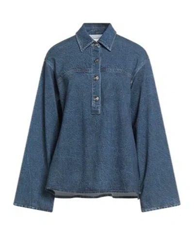 Rag & Bone Solid-colored Long-sleeved Denim Top In Blue