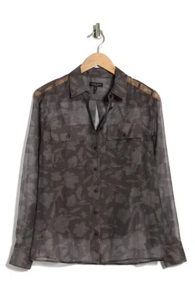 Rag & Bone Sonica Printed Silk Shirt In Gray