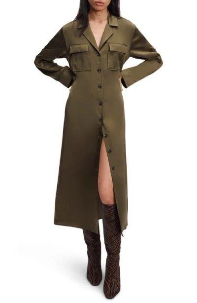 Rag & Bone Sonny Silk Midi Shirtdress In Green