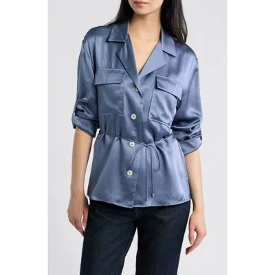 Rag & Bone Sonny Silk Shirt In Blue