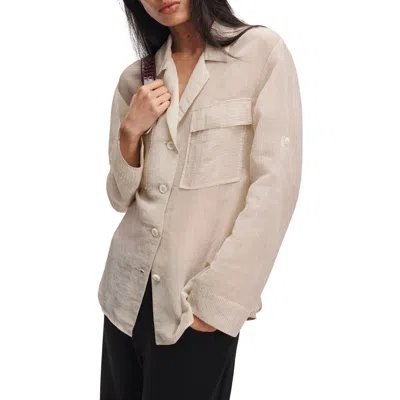 Rag & Bone Sonny Stripe Tie Waist Shirt In Neutral