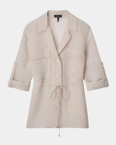 Rag & Bone Sonny Striped Button-front Blouse In Neutral