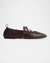 Rag & Bone Sophia Lace-up Leather Ballerina Flats In Brown