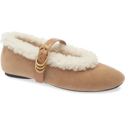 Rag & Bone Spire Genuine Shearling Mary Jane Leather Flat In Multi