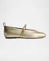 Rag & Bone Spire Leather Mary Jane Ballerina Flats In Gold