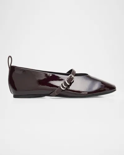 Rag & Bone Spire Patent Leather Mary Jane Ballerina Flats In Burgundy