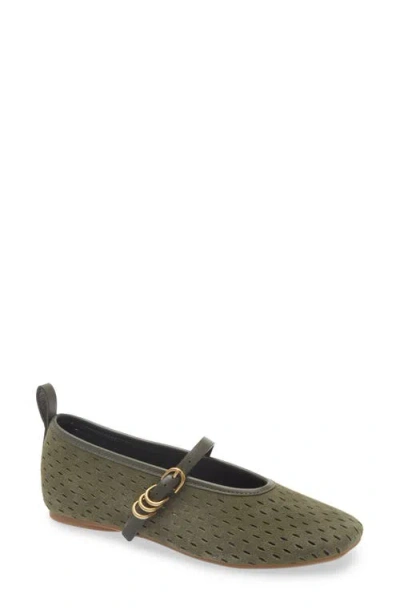 Rag & Bone Spire Perforated Mary Jane Flat In Green