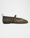 Rag & Bone Spire Raffia Mary Jane Ballet Flats In Green