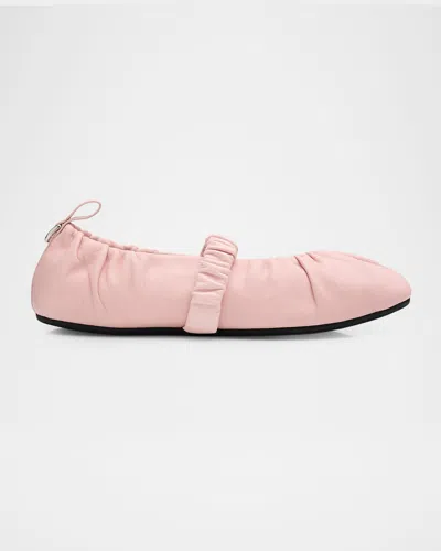 Rag & Bone Spire Ruched Leather Mary Jane Ballerina Flats In Pink