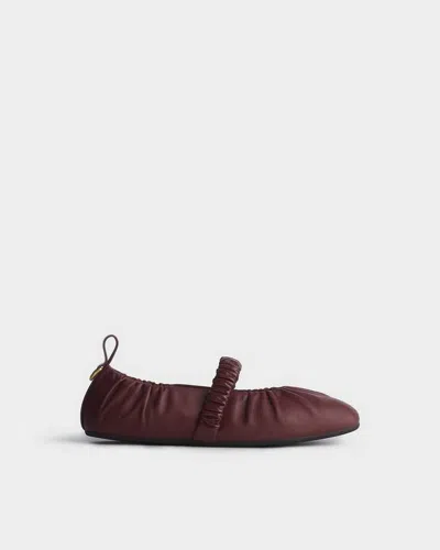 Rag & Bone Spire Ruched Leather Mary Janes In Burgundy