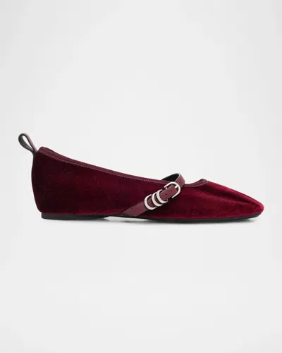 Rag & Bone Spire Velvet Mary Jane Ballerina Flats In Red